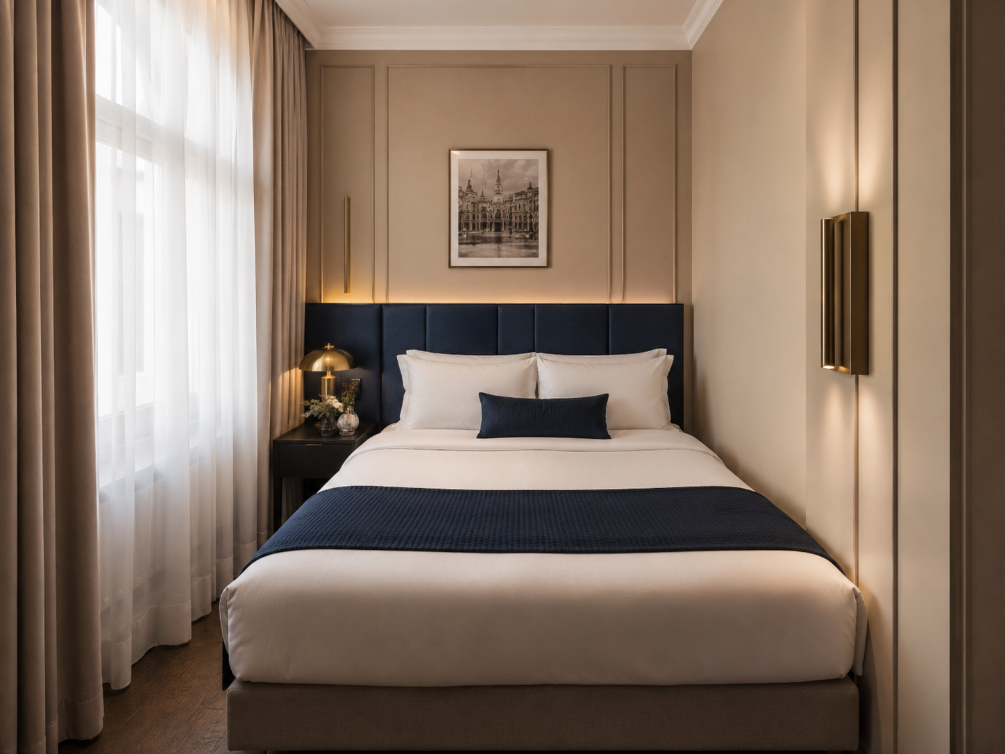 Klasszikus ForintPlay hotelszoba meleg fényekkel